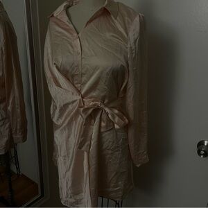 NWT new with tags Nova Vintage pink button up wrap tie dress